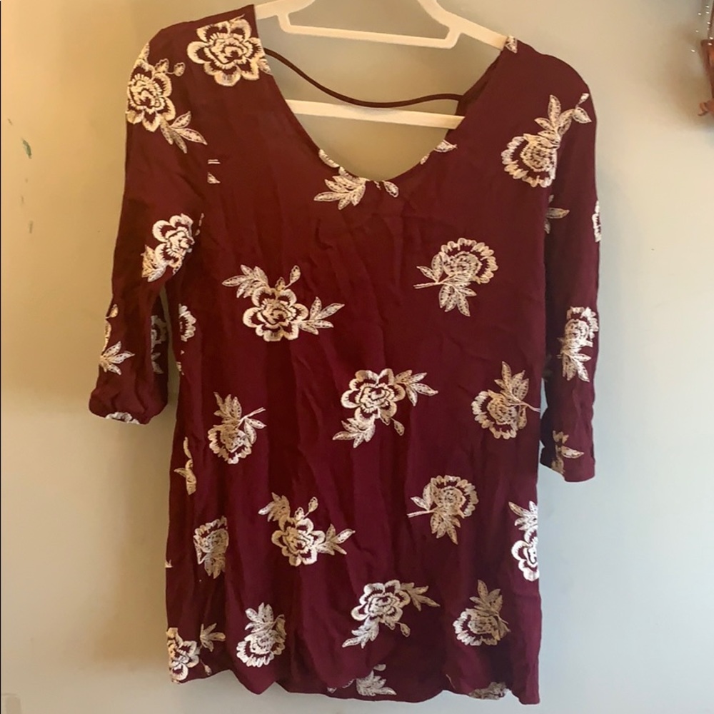flowy red shirt